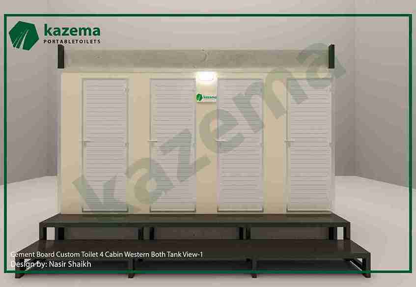 Four Cabin Cement Board – Western Style – Both Tank Portable Toilet