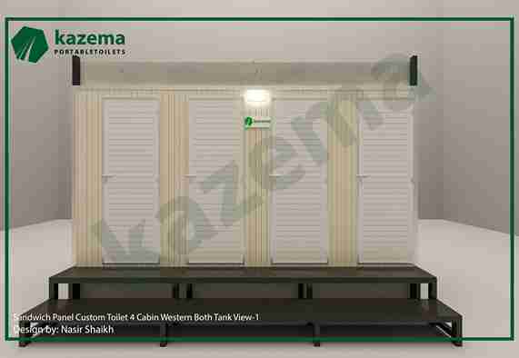 Four Cabin Sandwich Panel – Western Style – Both Tank Portable Toilet