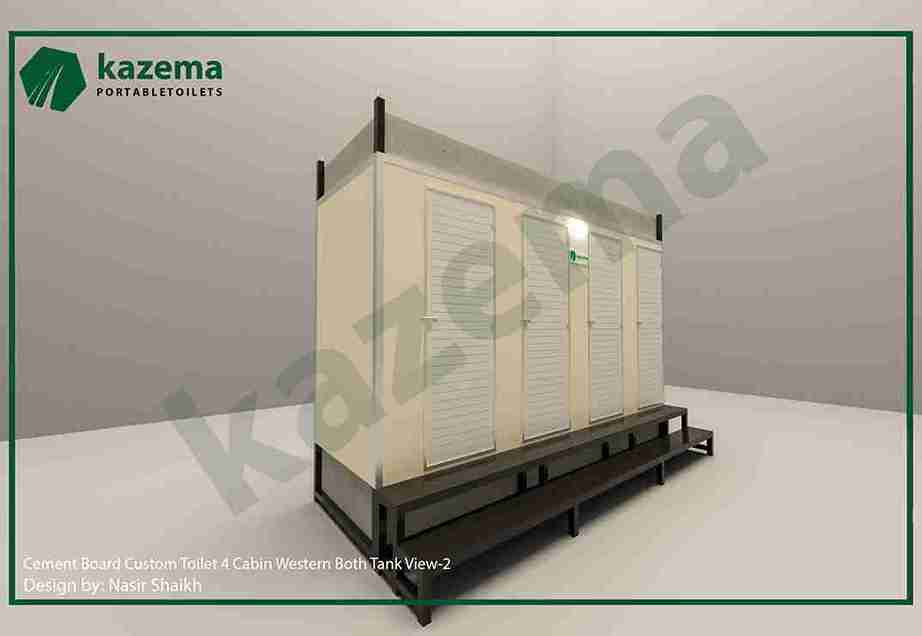 Four Cabin Cement Board – Western Style – Both Tank Portable Toilet