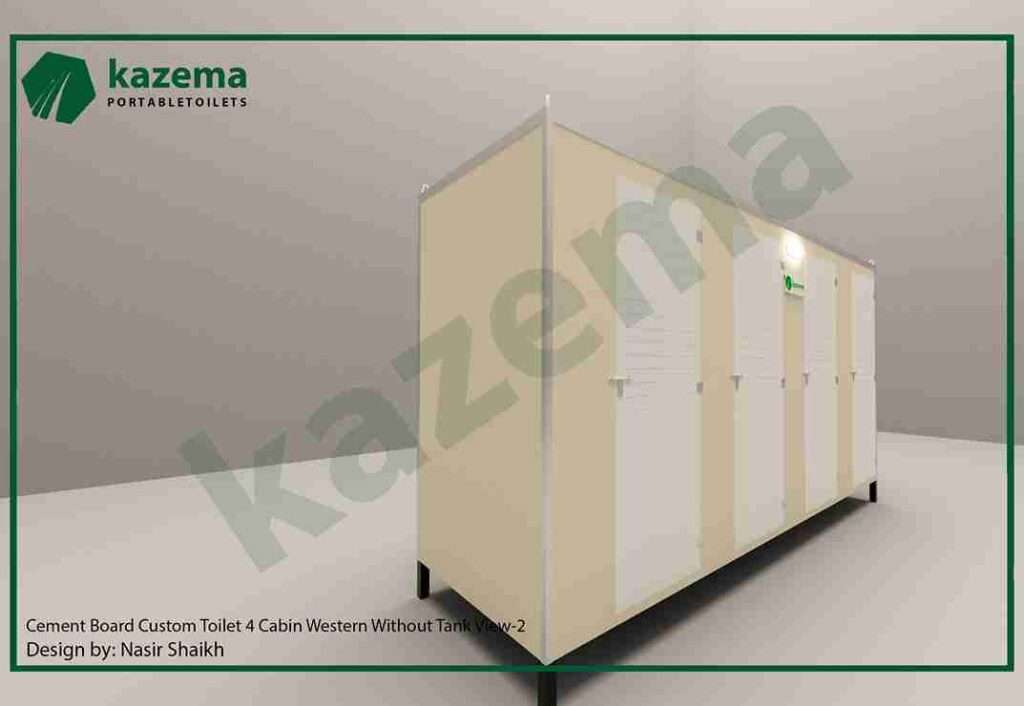 Four Cabin Cement Board – Arabic Style – Both Tank Portable Toilet