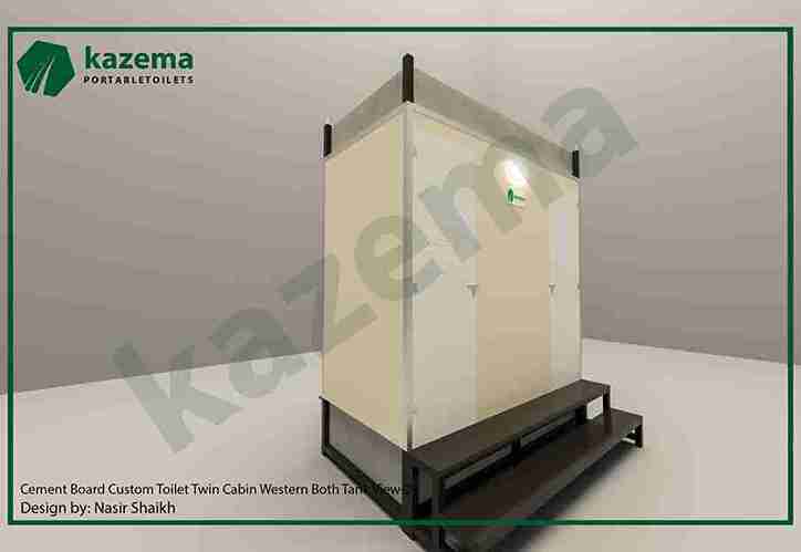 Twin Cabin Cement Board Western Both Tank Portable Toilet