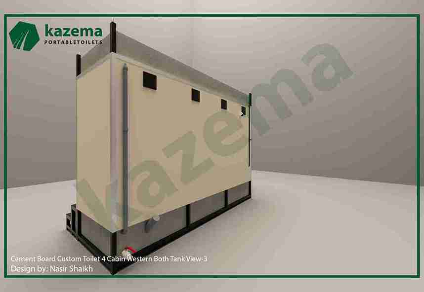 Four Cabin Cement Board – Western Style – Both Tank Portable Toilet