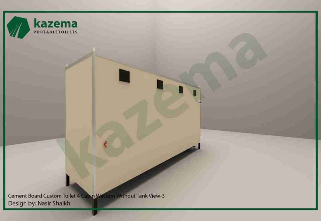 Four Cabin Cement Board – Western Style – Without Tank Portable Toilet