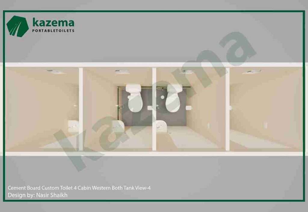 Four Cabin Cement Board – Western Style – Both Tank Portable Toilet