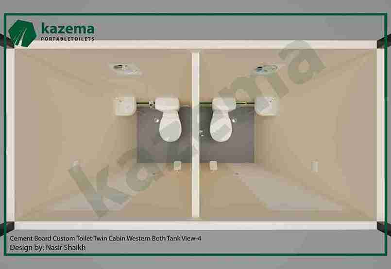 Twin Cabin Cement Board Western Both Tank Portable Toilet
