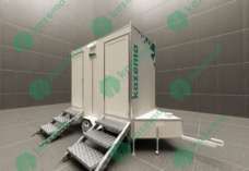 Trailer-Mounted Portable Toilet with Double Doors