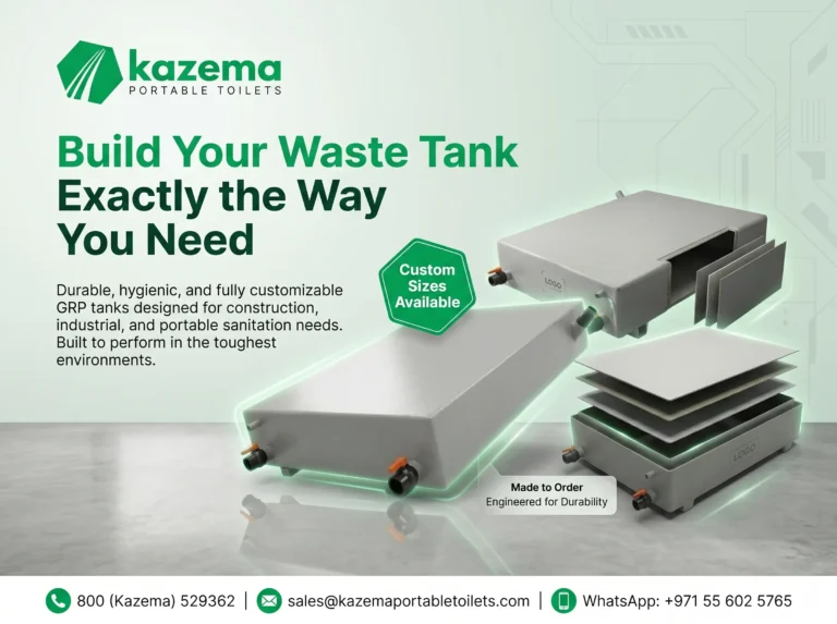 Custom-built GRP waste tank manufactured to client specifications in UAE