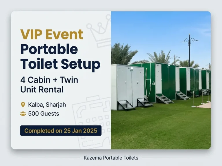 Professional portable toilet setup for outdoor events in UAE by Kazema