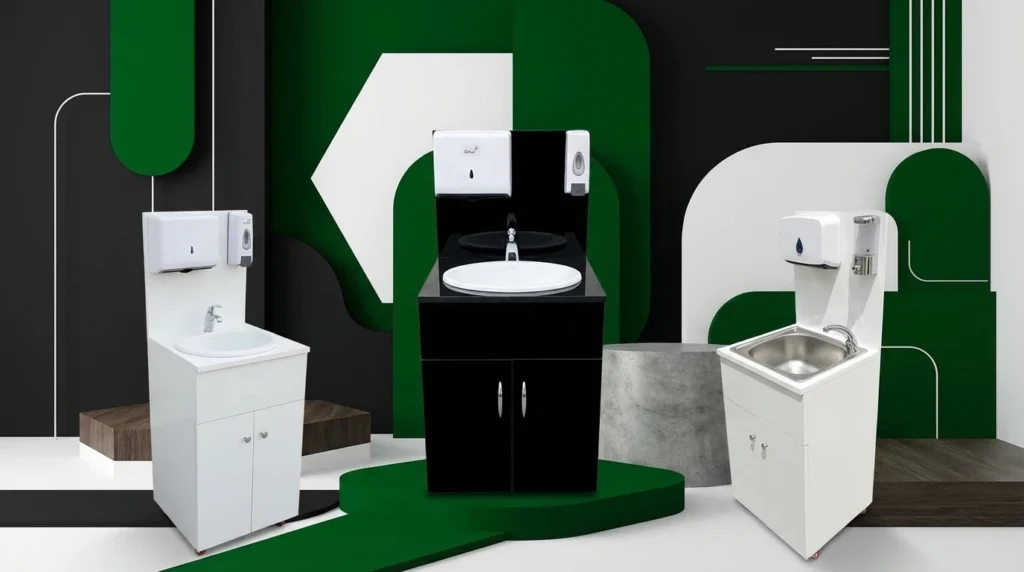 MDF portable handwash station manufactured by Kazema UAE hygiene unit