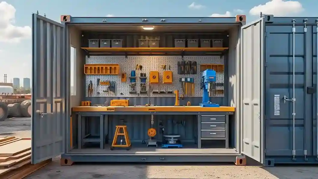 shipping container workshop or workstation